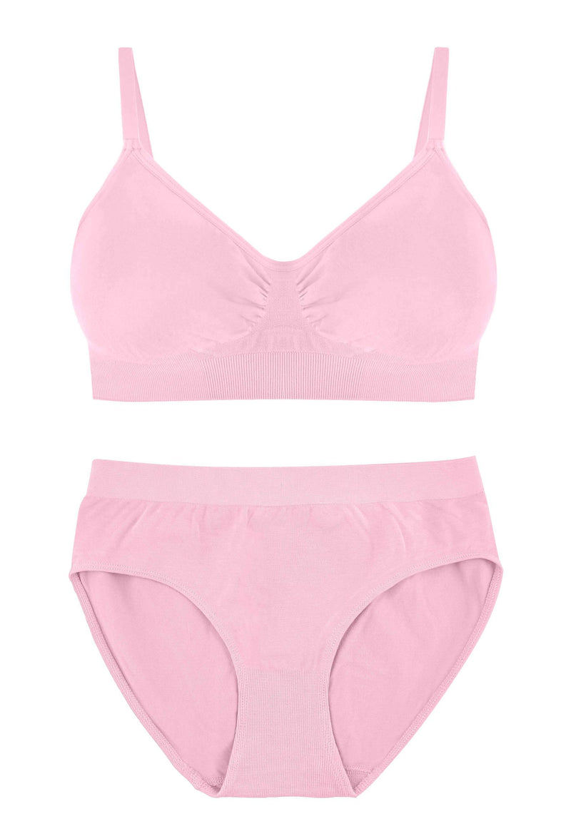 Pink Bamboo Bra + High Cut Set With FREE Nipple Covers