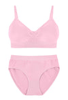 Pink Bamboo Padded Wire Free Bra and High Cut Brief Set