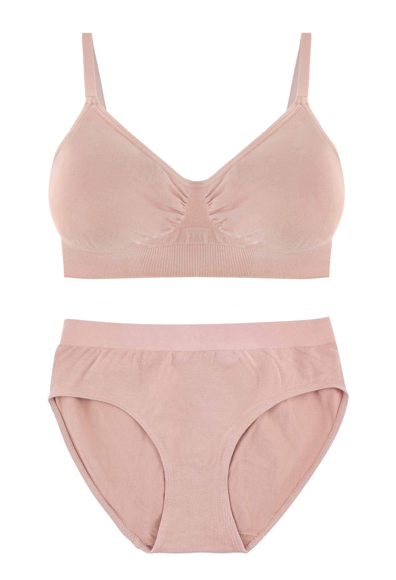 Nude Bamboo Bra + High Cut Set With FREE Nipple Covers