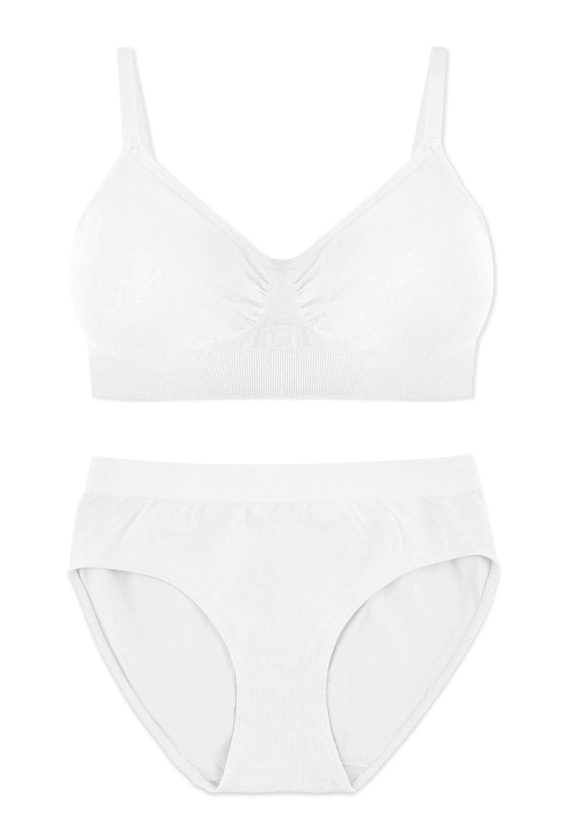 White Bamboo Bra + High Cut Set With FREE Nipple Covers