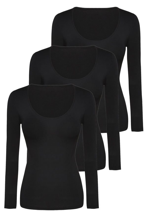 Curvy Bamboo Long Sleeve Top - 3 Pack