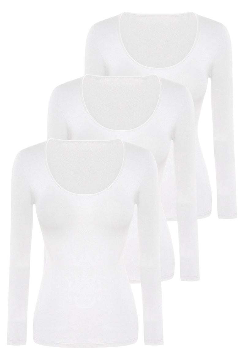 Curvy Bamboo Long Sleeve Top - 3 Pack