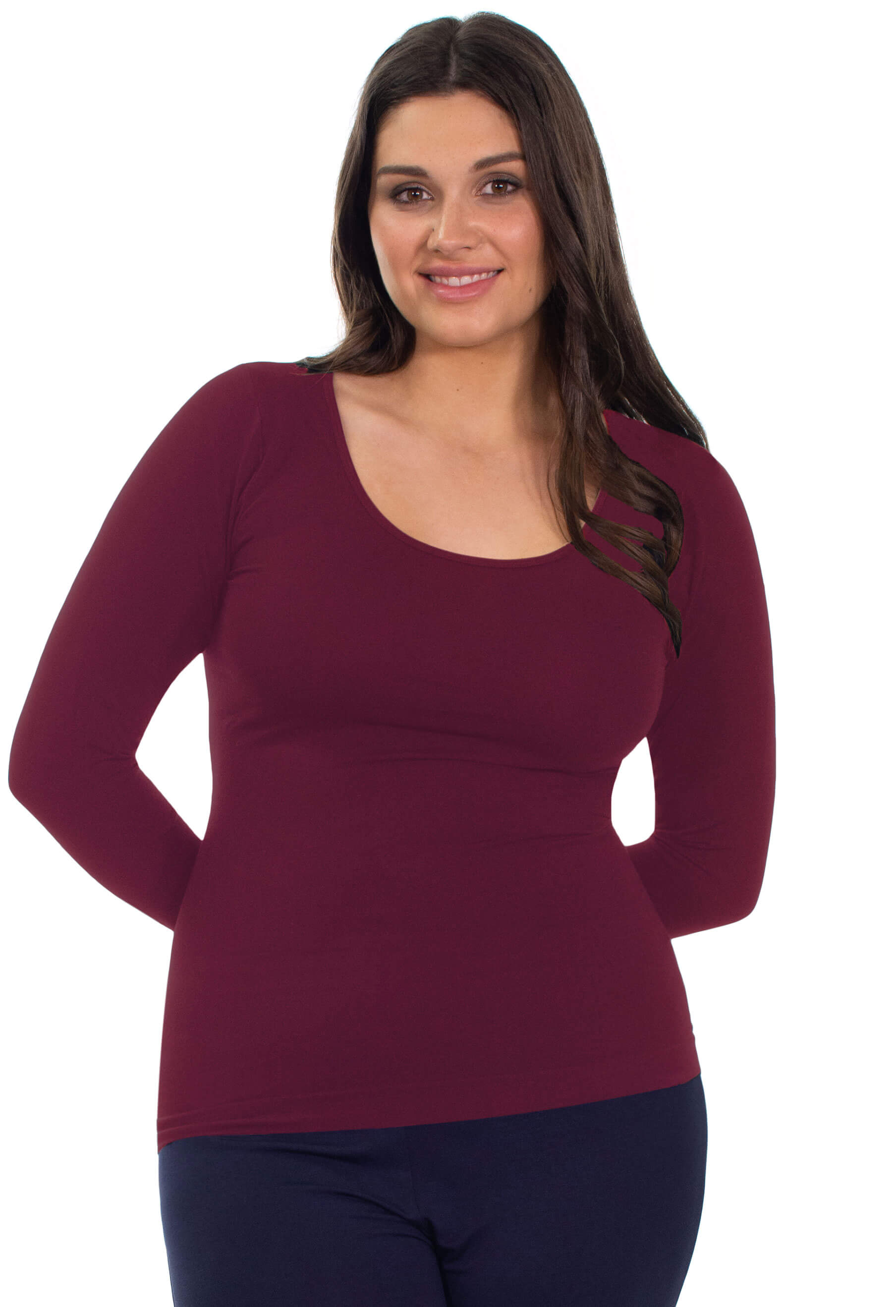 Curvy Bamboo Long Sleeve Top - 3 Pack