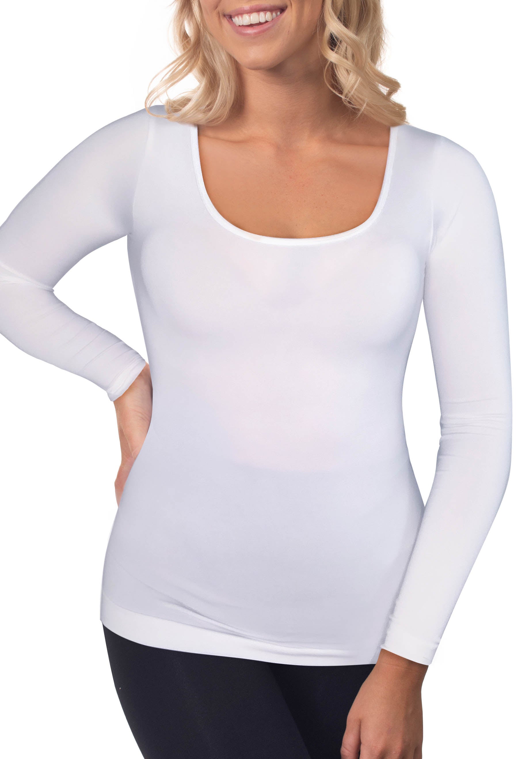 Women's white Bamboo Long Sleeve Top