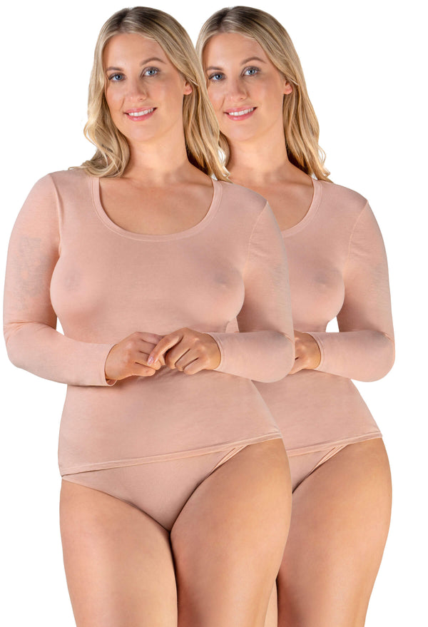 Superfine﻿ 100% Cotton Long Sleeve Top - 2 Pack