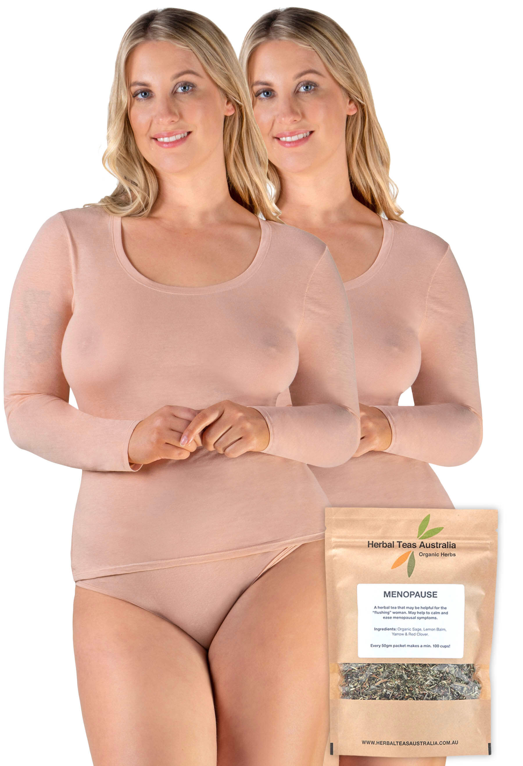 100% Cotton Long Sleeve Top 2 Pack + Menopause Relief Tea