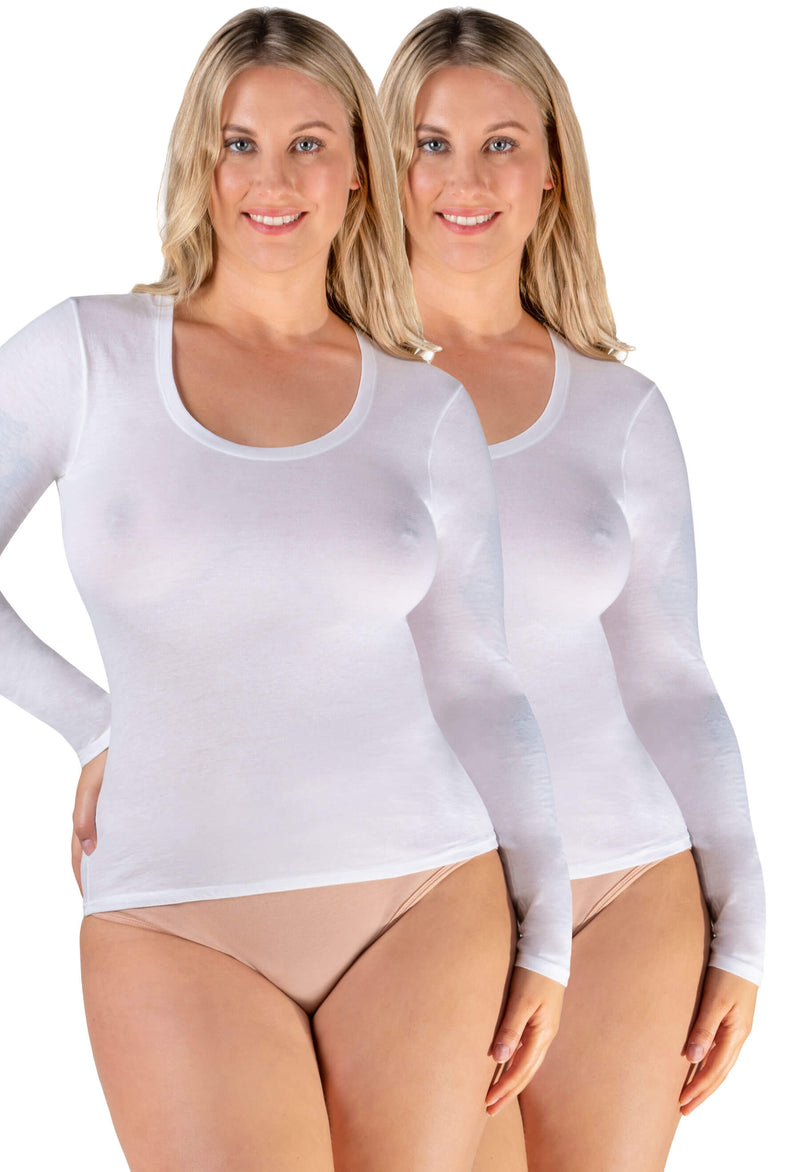 Superfine﻿ 100% Cotton Long Sleeve Top - 2 Pack