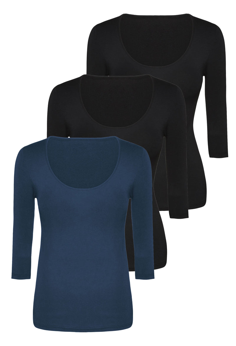 Bamboo 3/4 Sleeve Top - 3 Pack