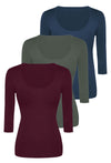 Bamboo 3/4 Sleeve Top  -3 Pack