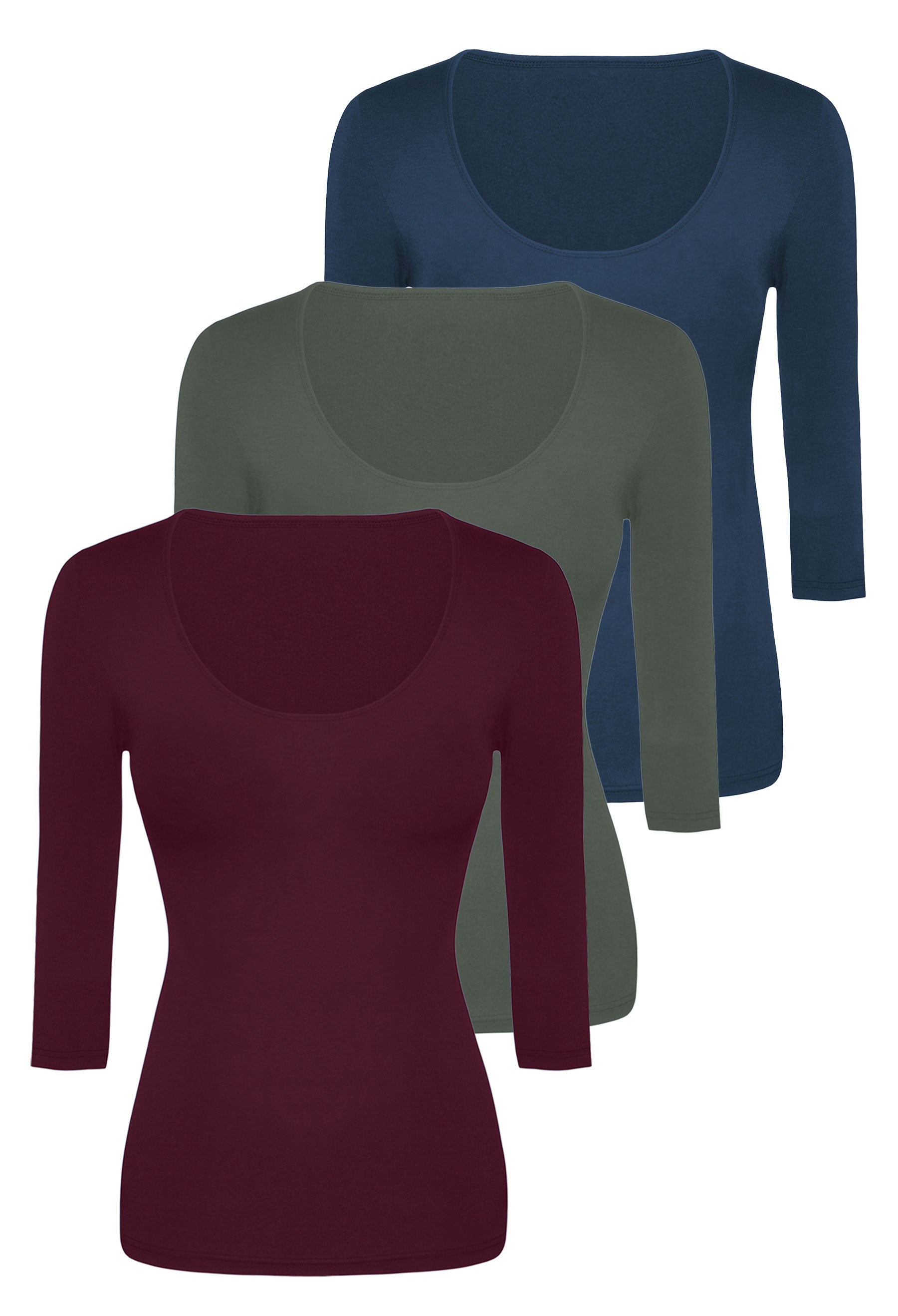 Bamboo 3/4 Sleeve Top - 3 Pack