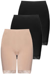 Plus Size Anti Chafing High Rise Long Cotton Rich Shorts - 3 Pack