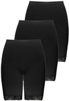 Plus Size Anti Chafing High Rise Long Cotton Rich Shorts - 3 Pack