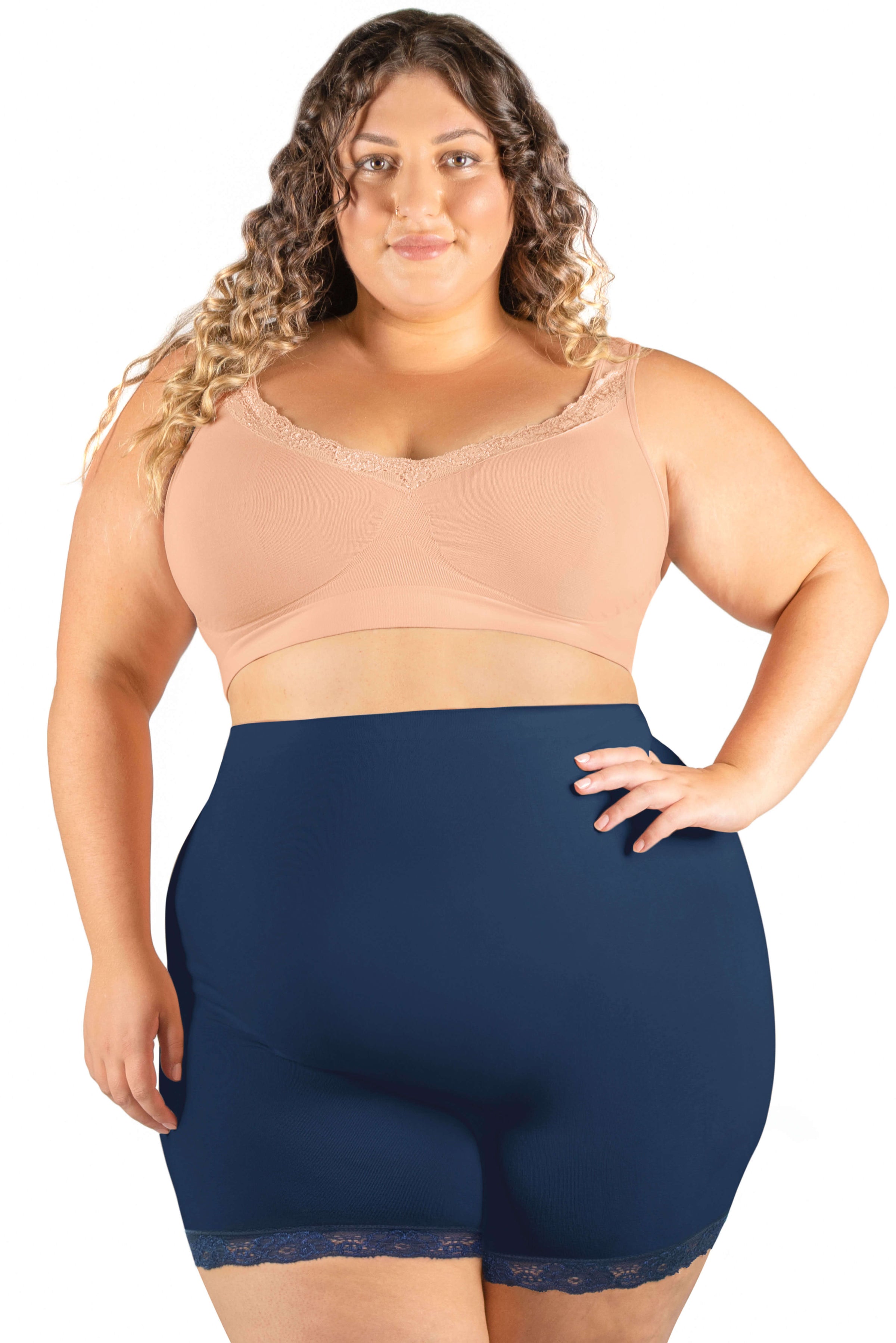 Plus Size Anti Chafing High Rise Petite Cotton Shorts