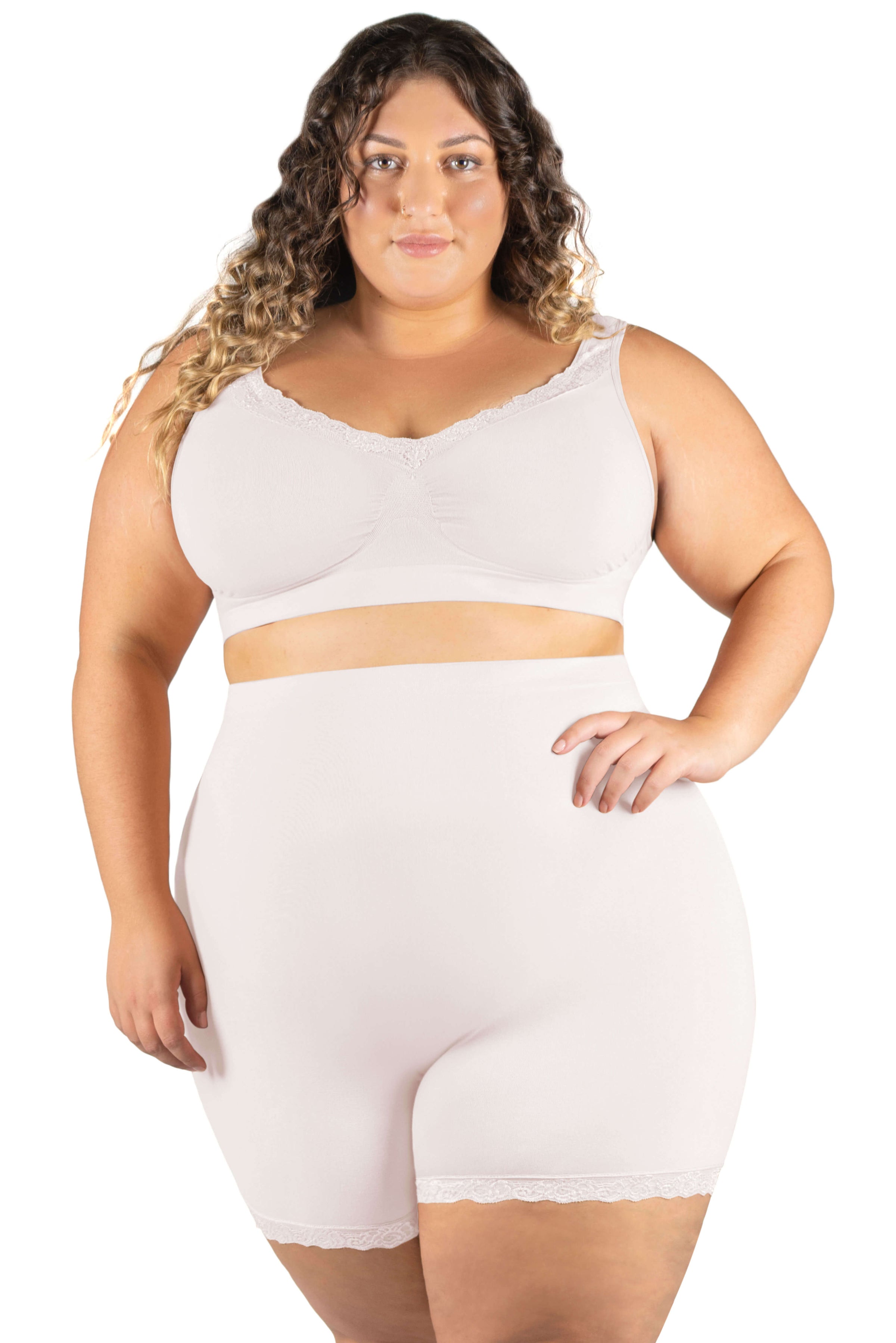 Curvy Anti Chafing High Rise Petite Cotton Shorts - 3 Pack