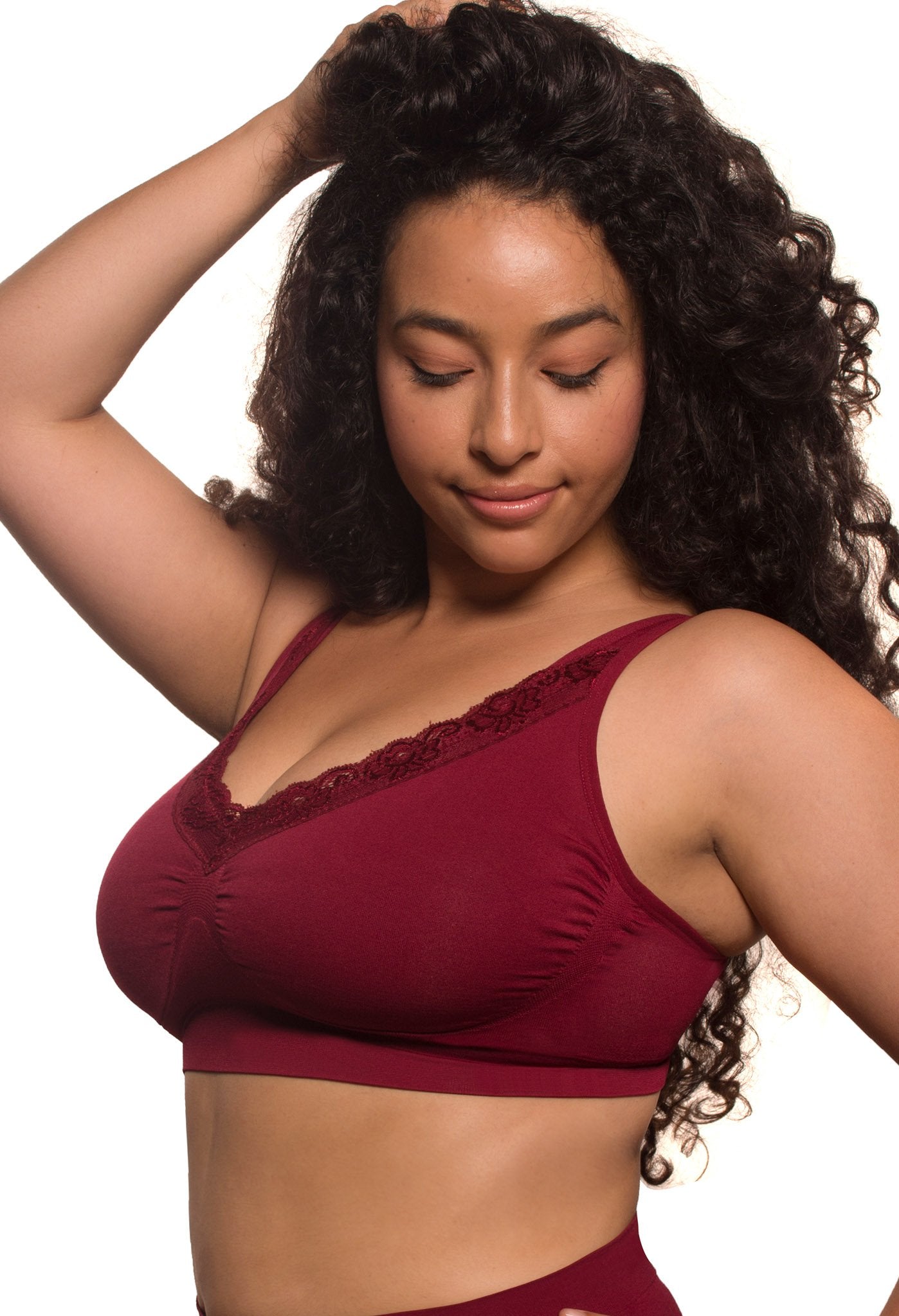 Wirefree Lace Minimiser Bra for Big Boobs