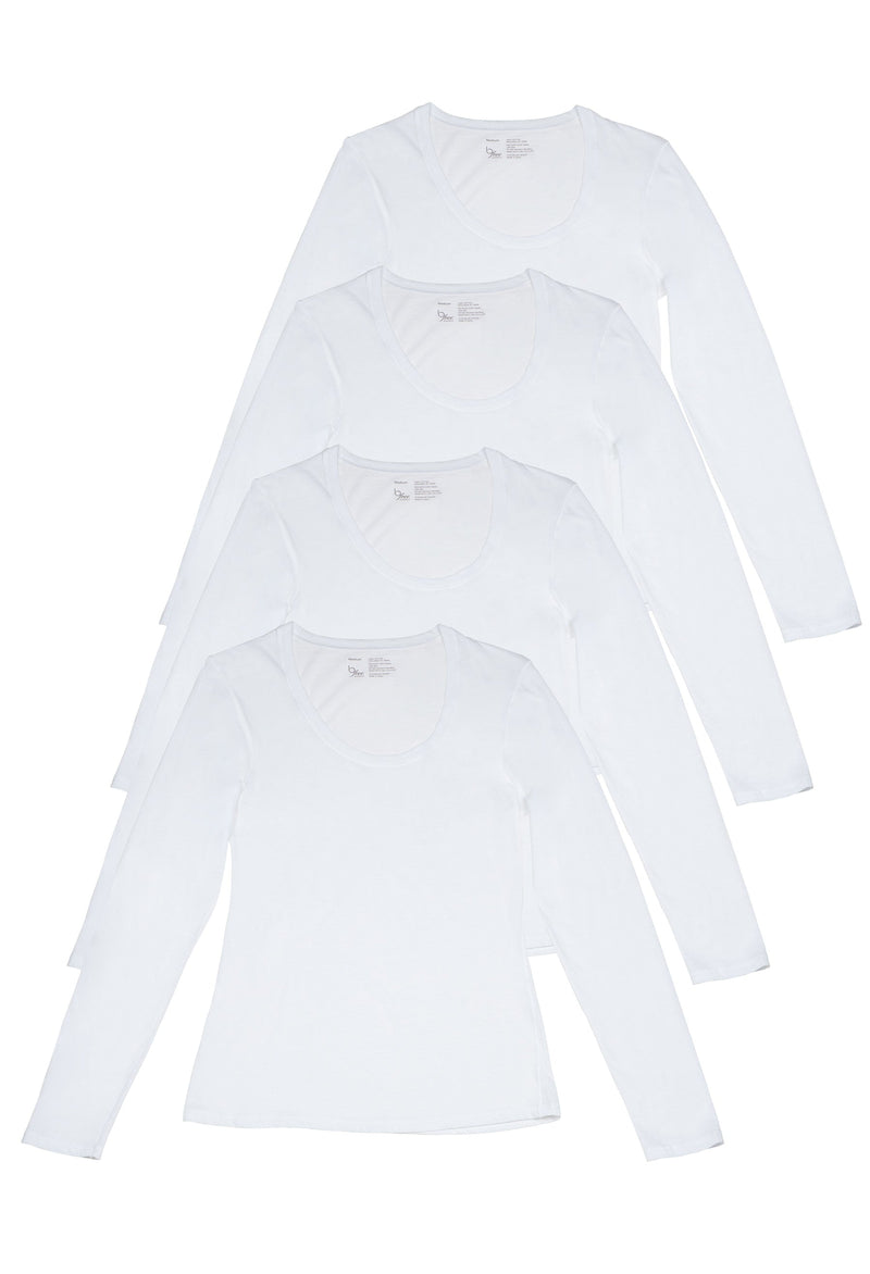 Superfine﻿ 100% Cotton Long Sleeve Top - 4 Pack