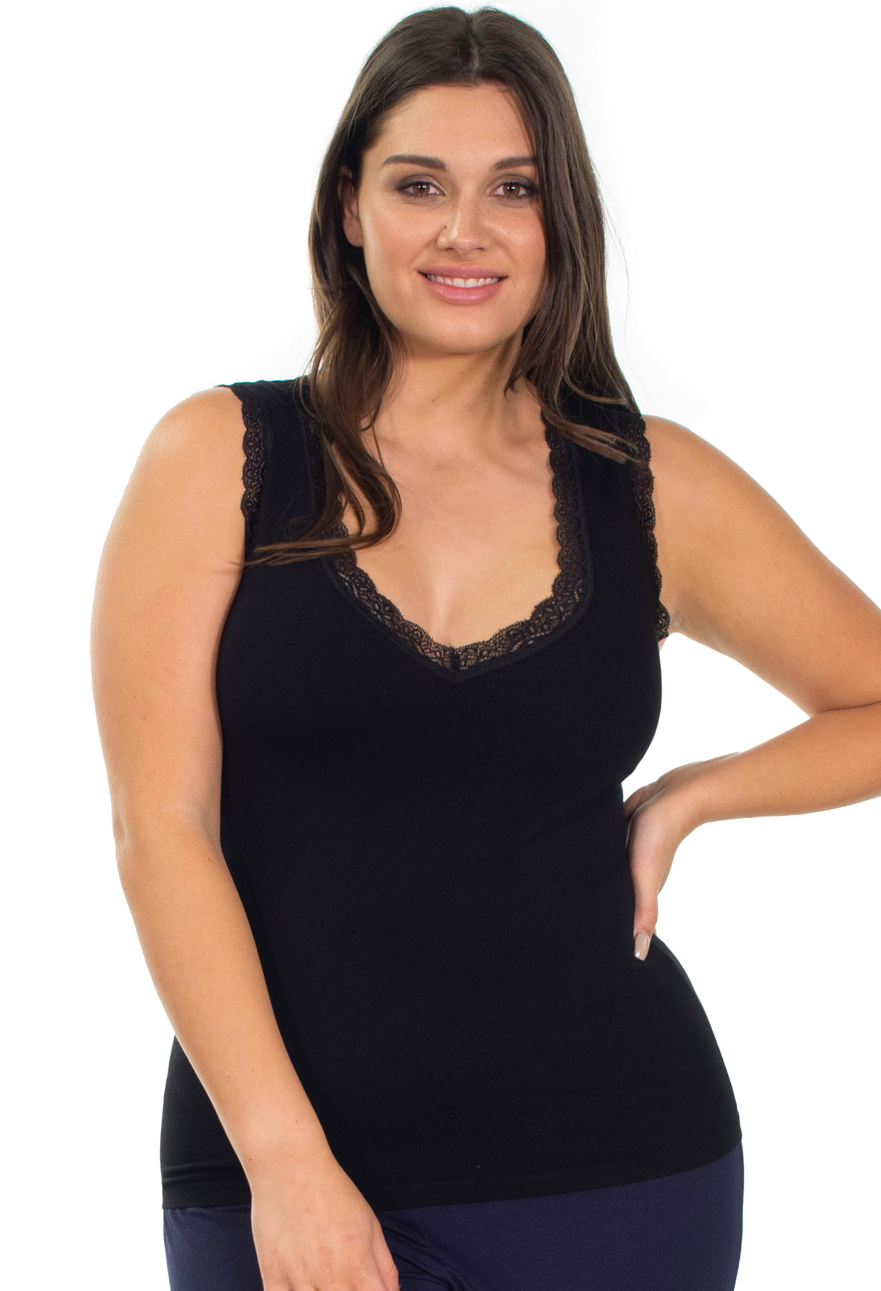 Luxury Cotton Lace Curvy Tank Top