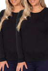 Bamboo Long Sleeve Relaxed Fit Tee - 2 Pack Black