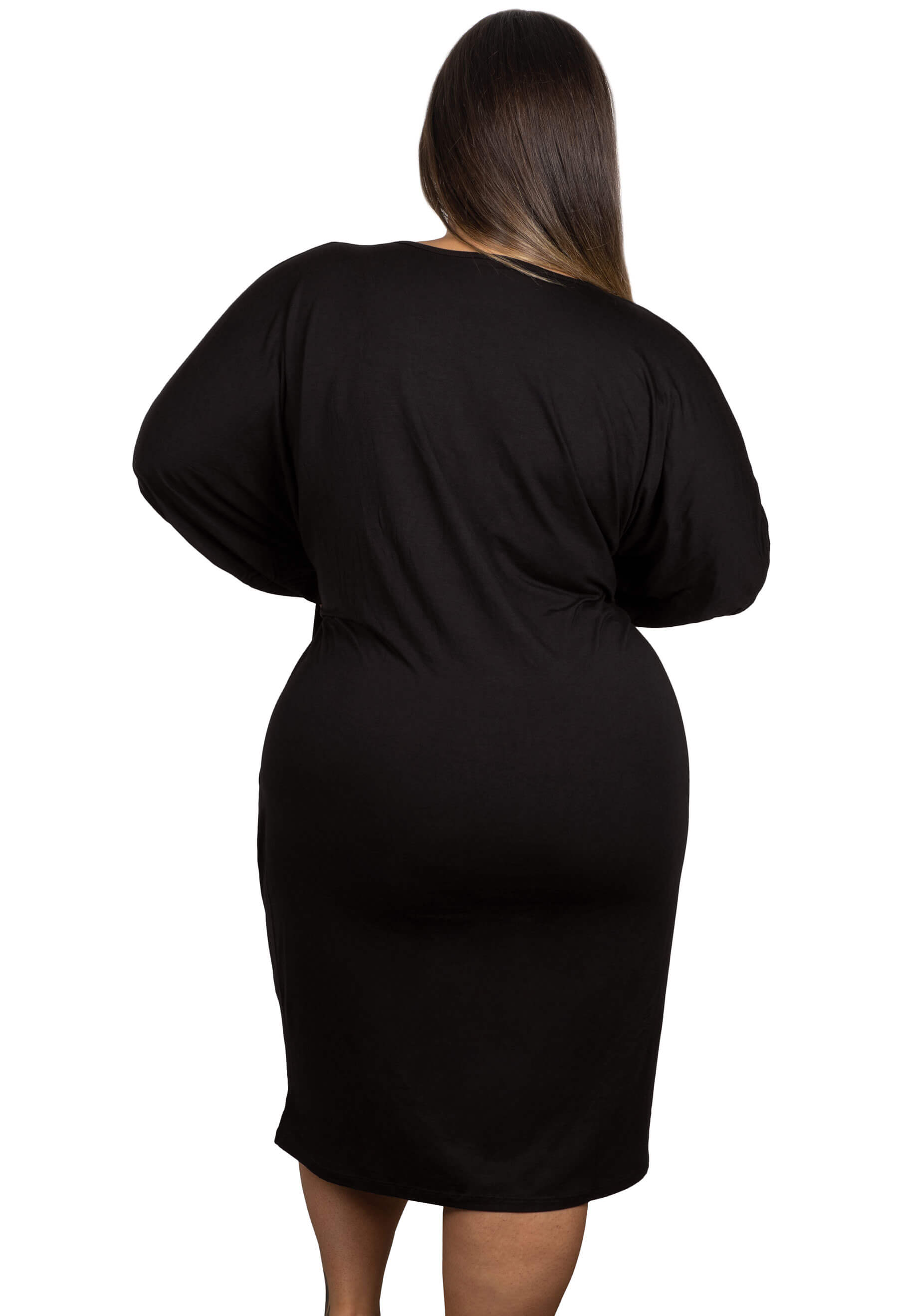 Plus Size Bamboo V Neck Draped Dress