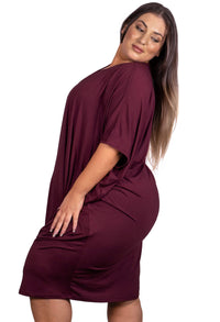 Plus Size Bamboo V Neck Draped Dress