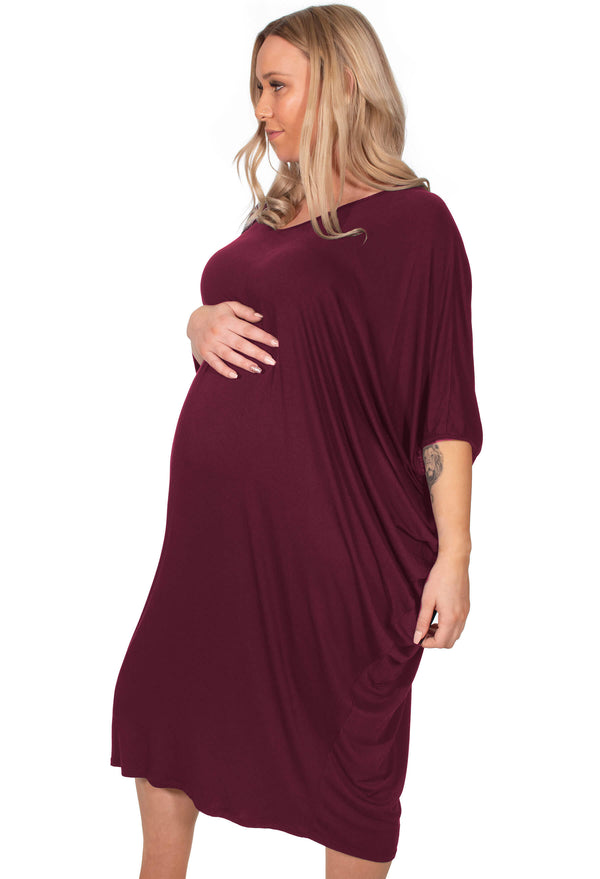 Maternity Bamboo V Neck Draped Dress