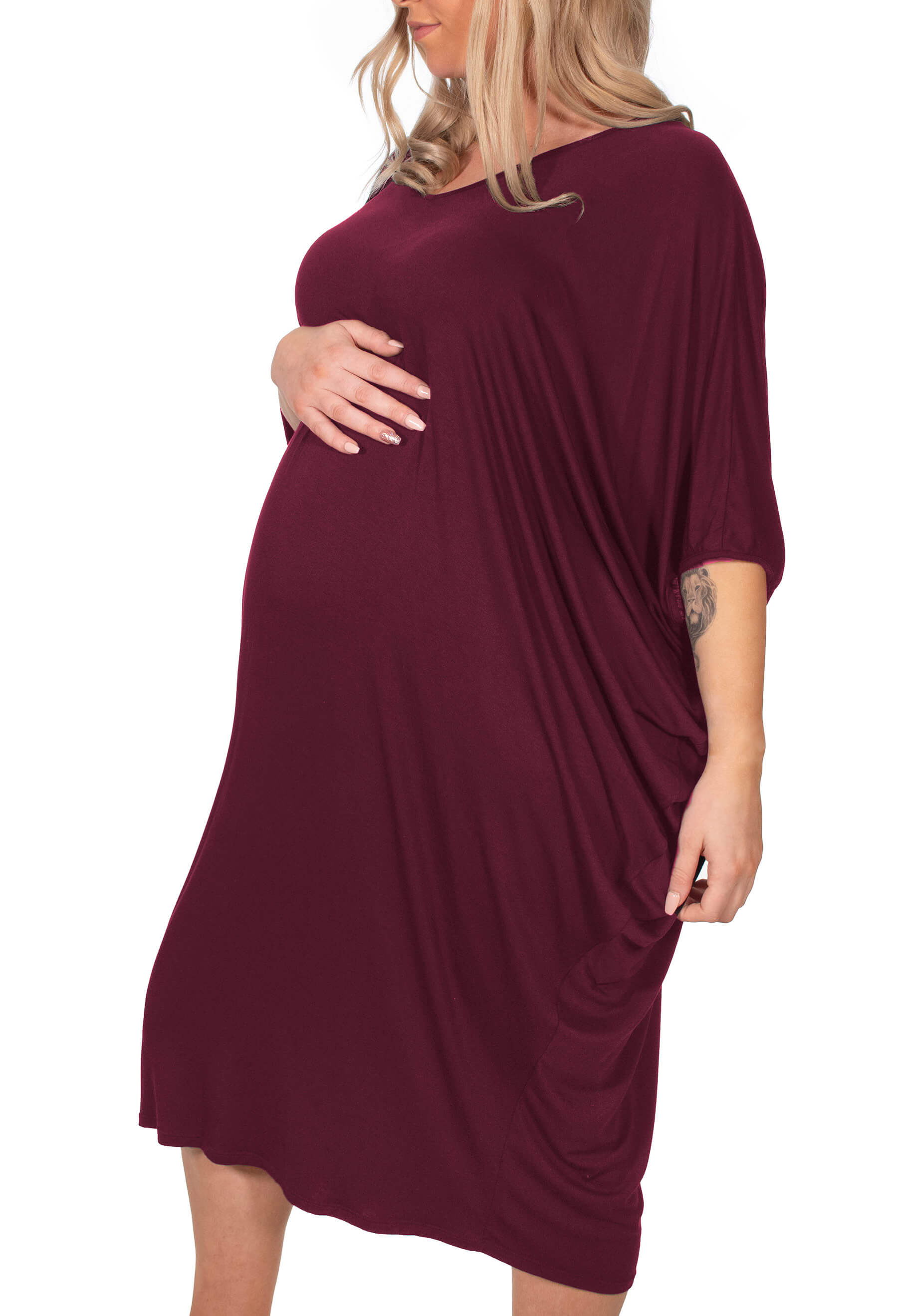 Maternity Bamboo V Neck Draped Dress - 2 Pack