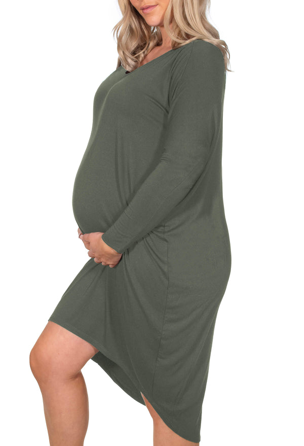 Maternity Bamboo Long Sleeve Tunic Dress - 2 Pack