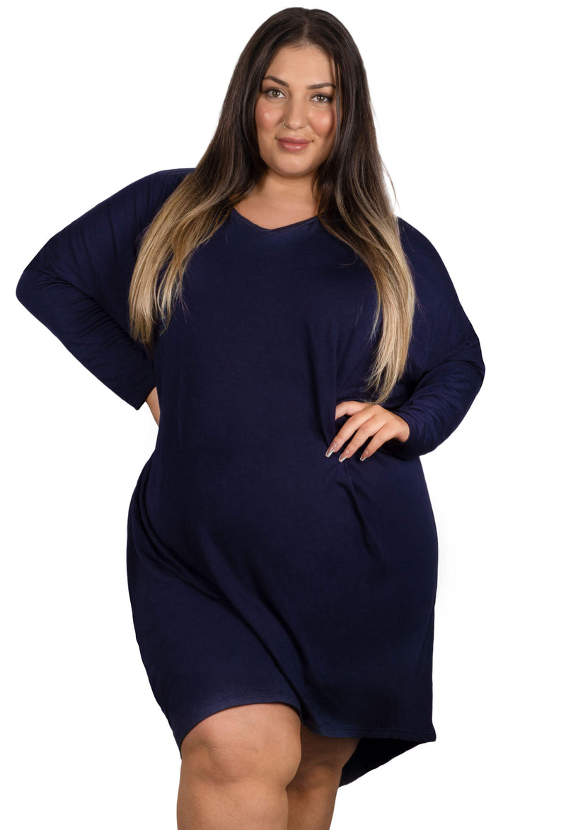 Plus Size Bamboo Long Sleeve Tunic Dress