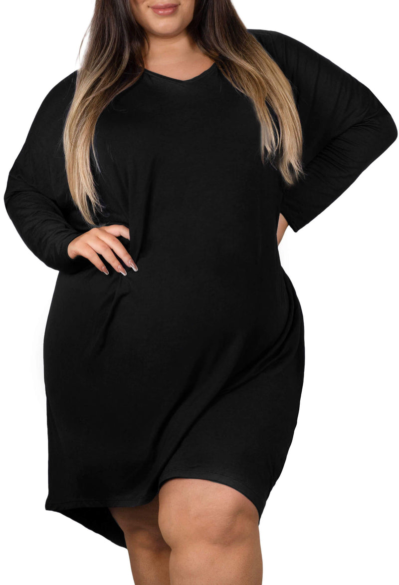 Plus Size Bamboo Long Sleeve Tunic Dress