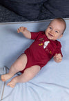 100% Organic Cotton Short Sleeve Baby Bodysuit - Red Cockatoo