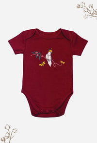 100% Organic Cotton Short Sleeve Baby Bodysuit - Red Cockatoo