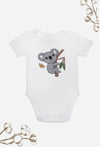 100% Organic Cotton Short Sleeve Baby Bodysuit - White Koala