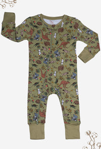 100% Organic Cotton 2-Way Zip Baby Sleepsuit with Foldable Mitts