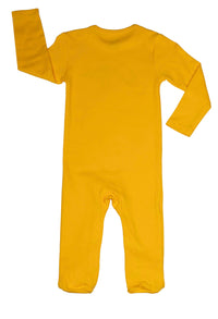 100% Organic Cotton Baby Snap Button Sleepsuit with Booties - 4 Pack - Khaki, Yellow, Red & Navy Aussie Animals