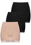 Plus Size Anti Chafing High Rise Petite Cotton Shorts - 3 Pack