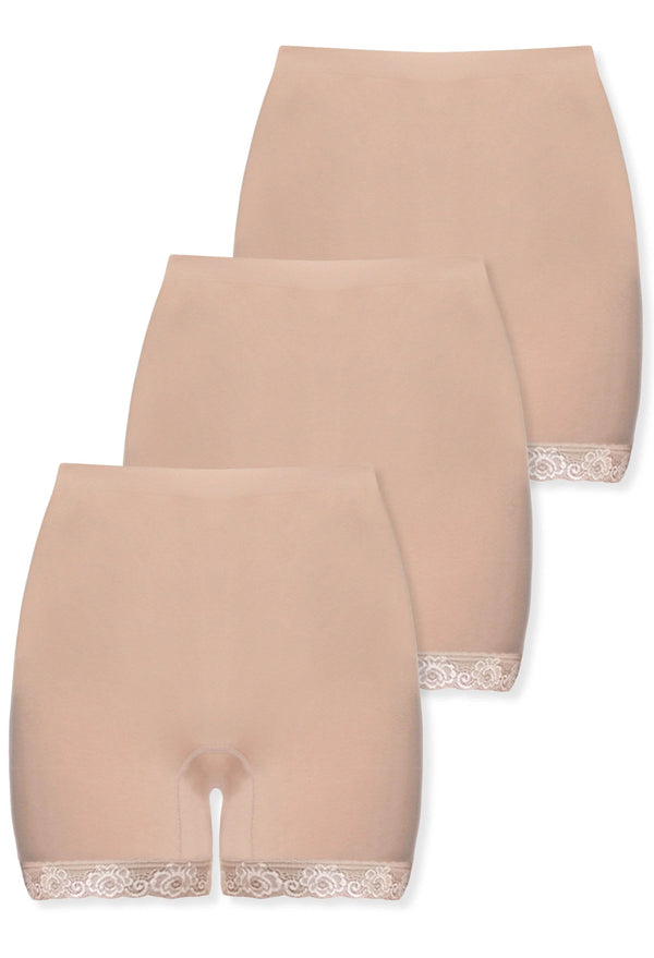 Plus Size Anti Chafing High Rise Petite Cotton Rich Shorts - 3 Pack