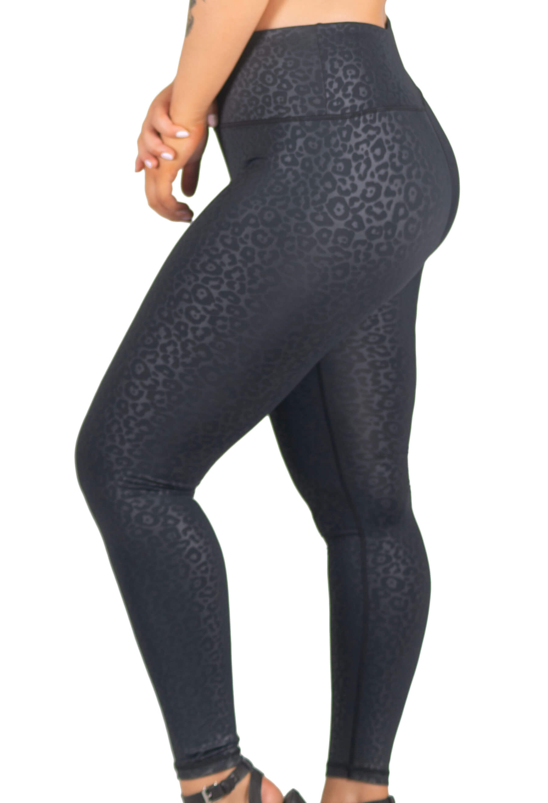 High Waisted Black Leopard Print Leggings