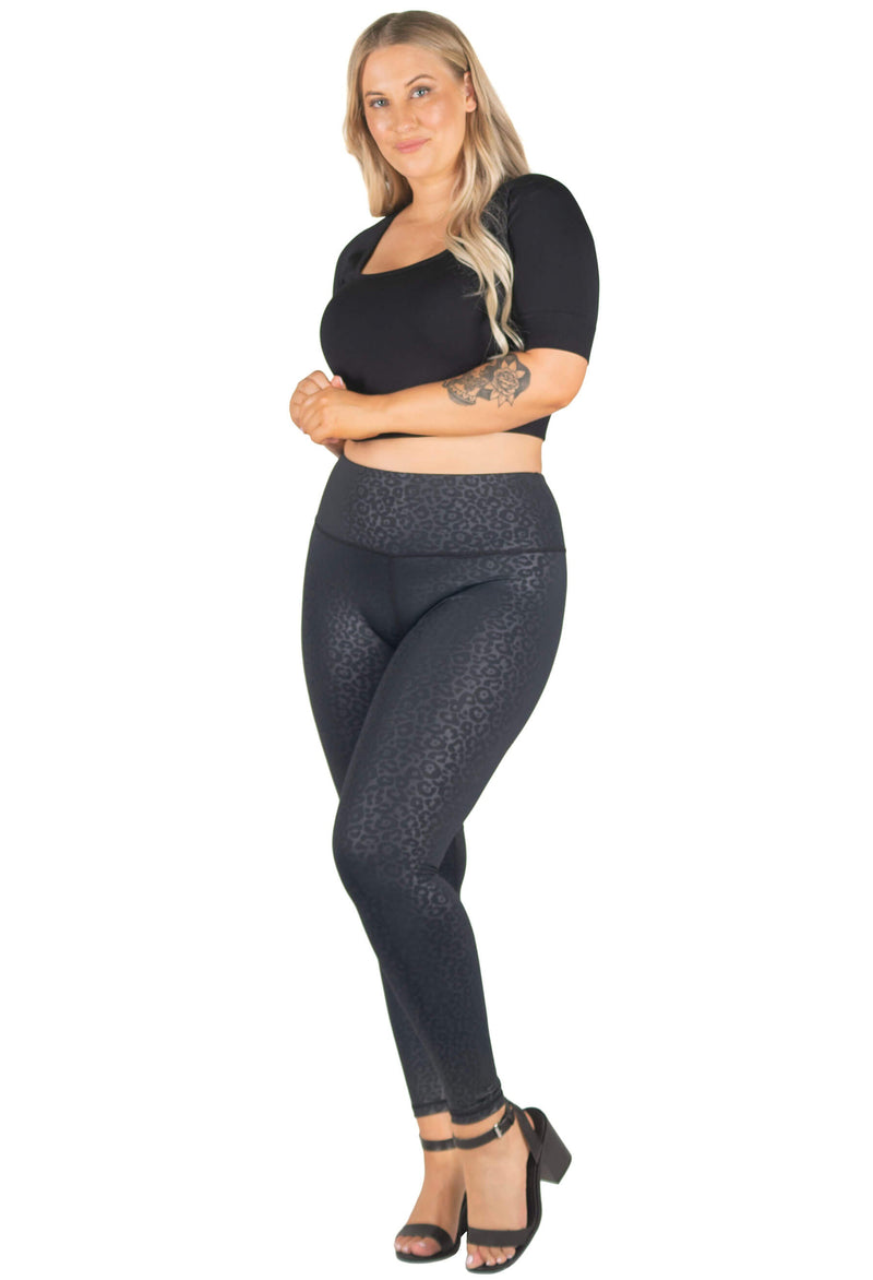 High Waisted Black Leopard Print Leggings