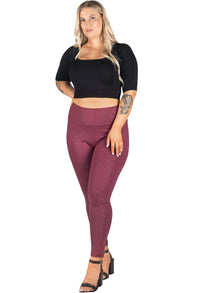 High Waisted Burgundy Leopard Print Leggings