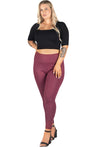 Plus Size High Waisted Burgundy Leopard Print Leggings