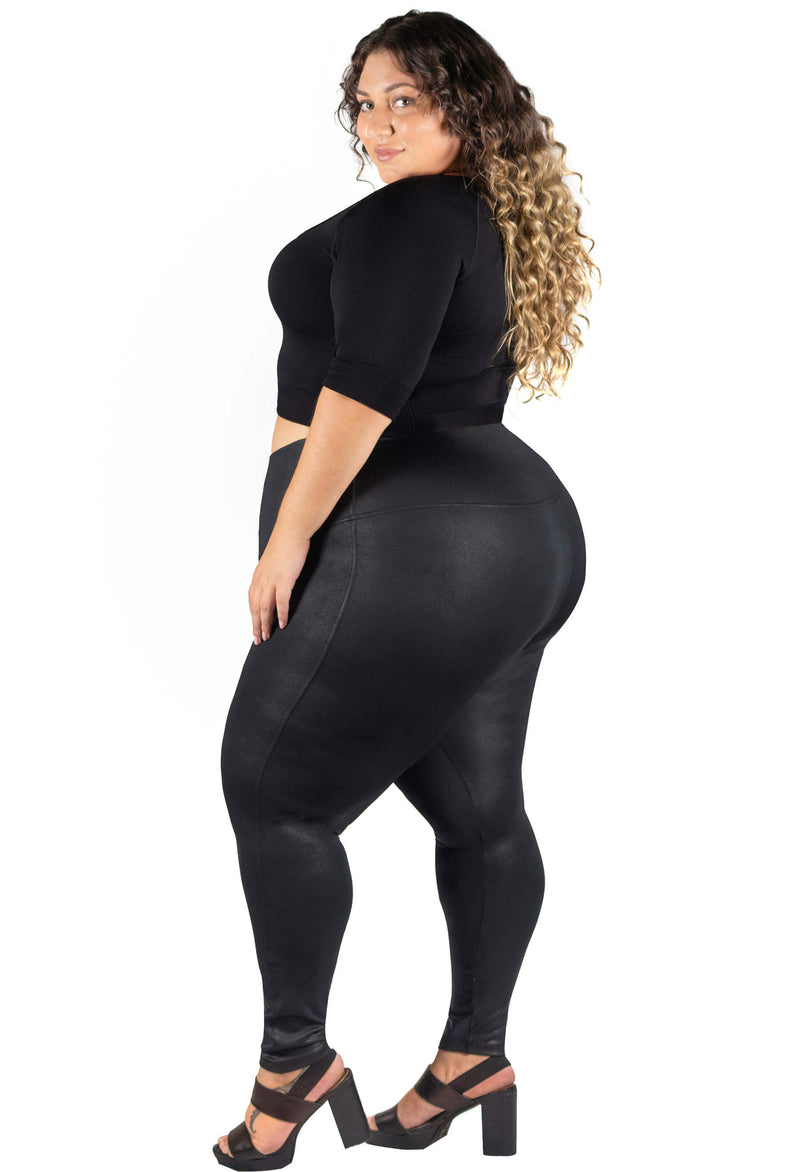 Plus Size High Rise Faux Leather Leggings