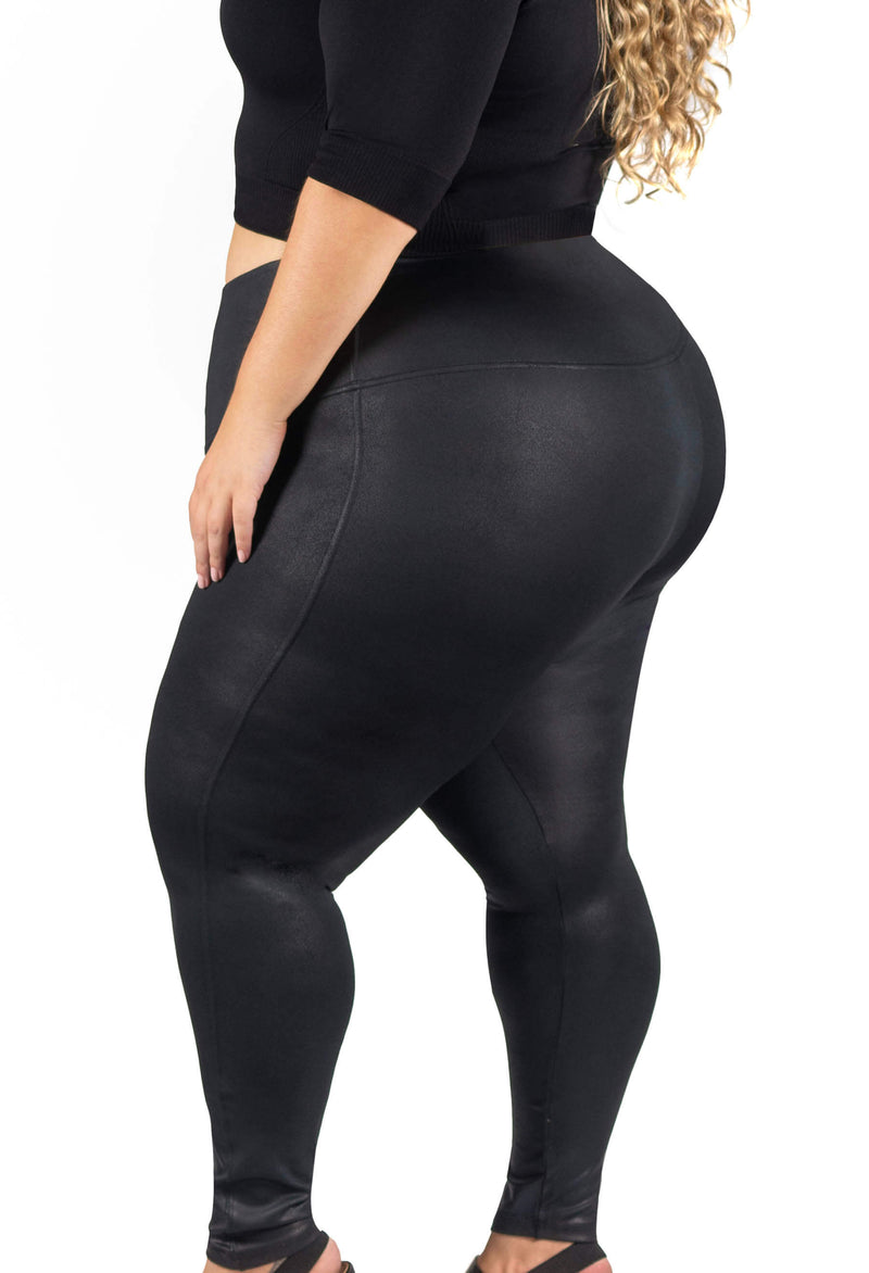 Plus Size High Rise Faux Leather Leggings