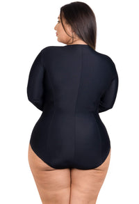 Plus Size Long Sleeve One-Piece Swimsuit