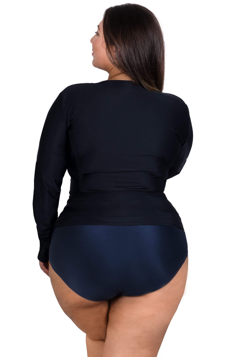 Plus Size Long Sleeve Zip Rash Vest