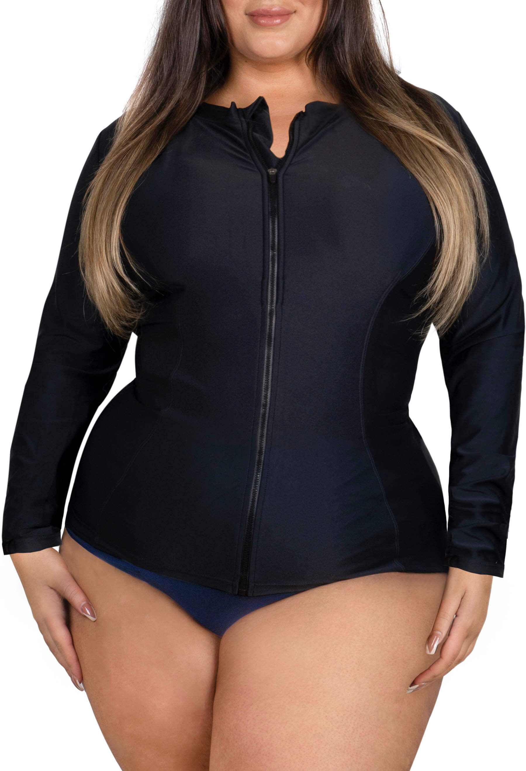 Plus Size Long Sleeve Zip Rash Vest