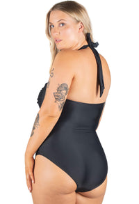 Petite Halter One-Piece Swimsuit with Ruched Bust