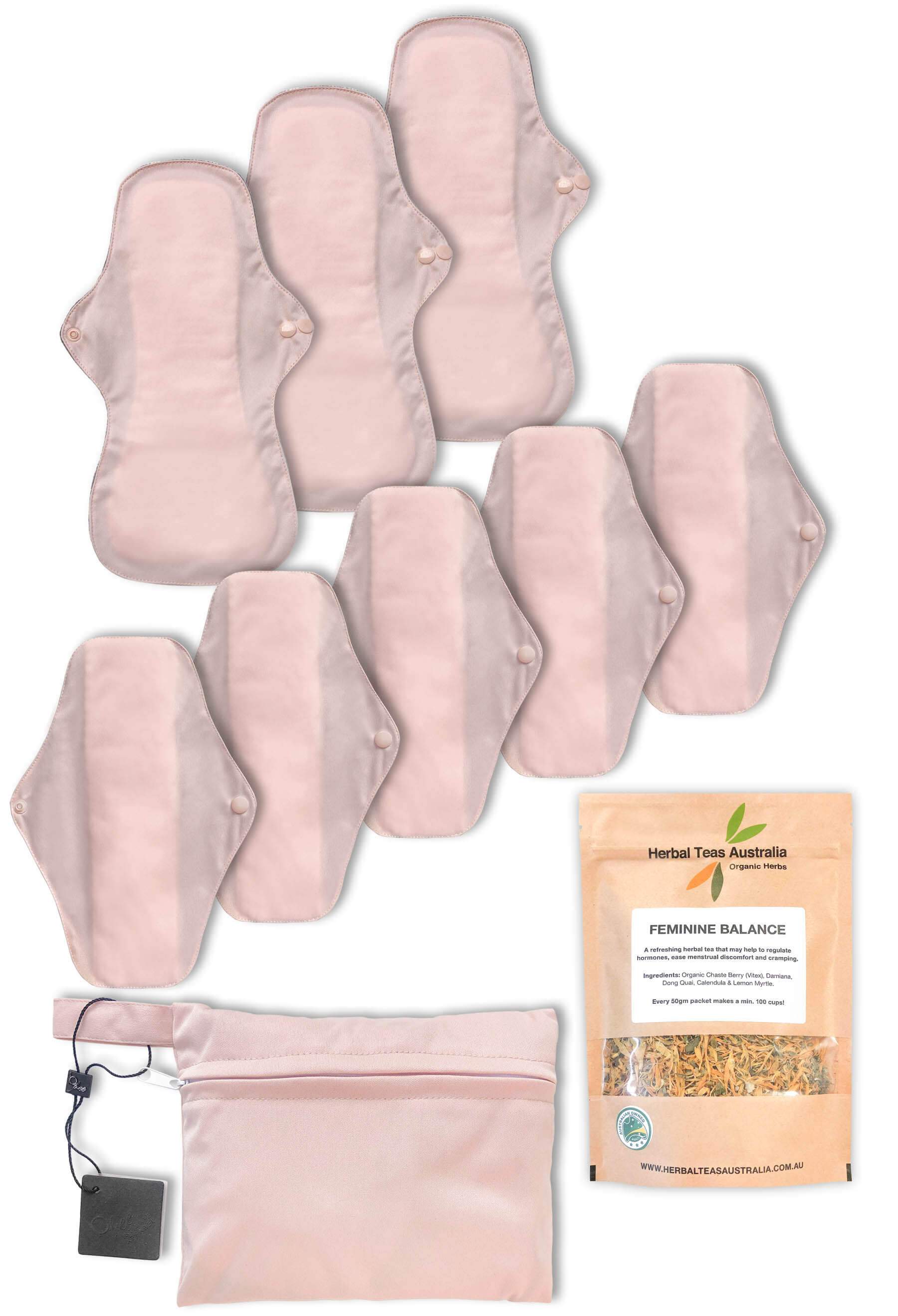 Day & Night Reusable Stay-Dry Pads + Hormone Balancing Tea Set