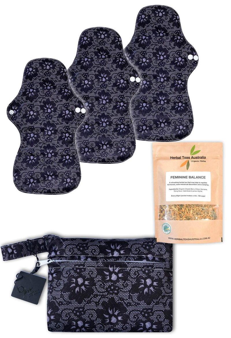 Night Reusable Stay-Dry Pads + Hormone Balancing Tea Set