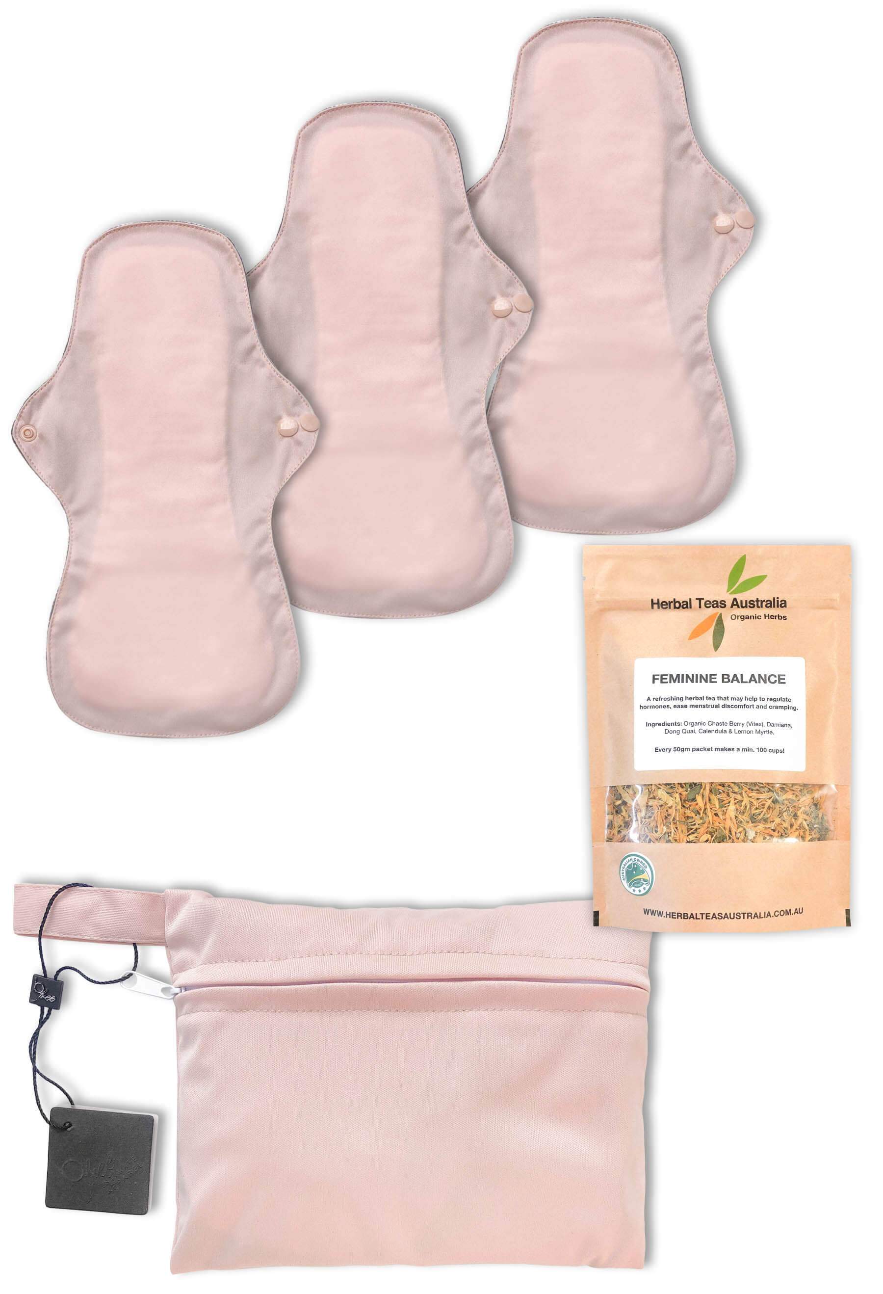 Night Reusable Stay-Dry Pads + Hormone Balancing Tea Set