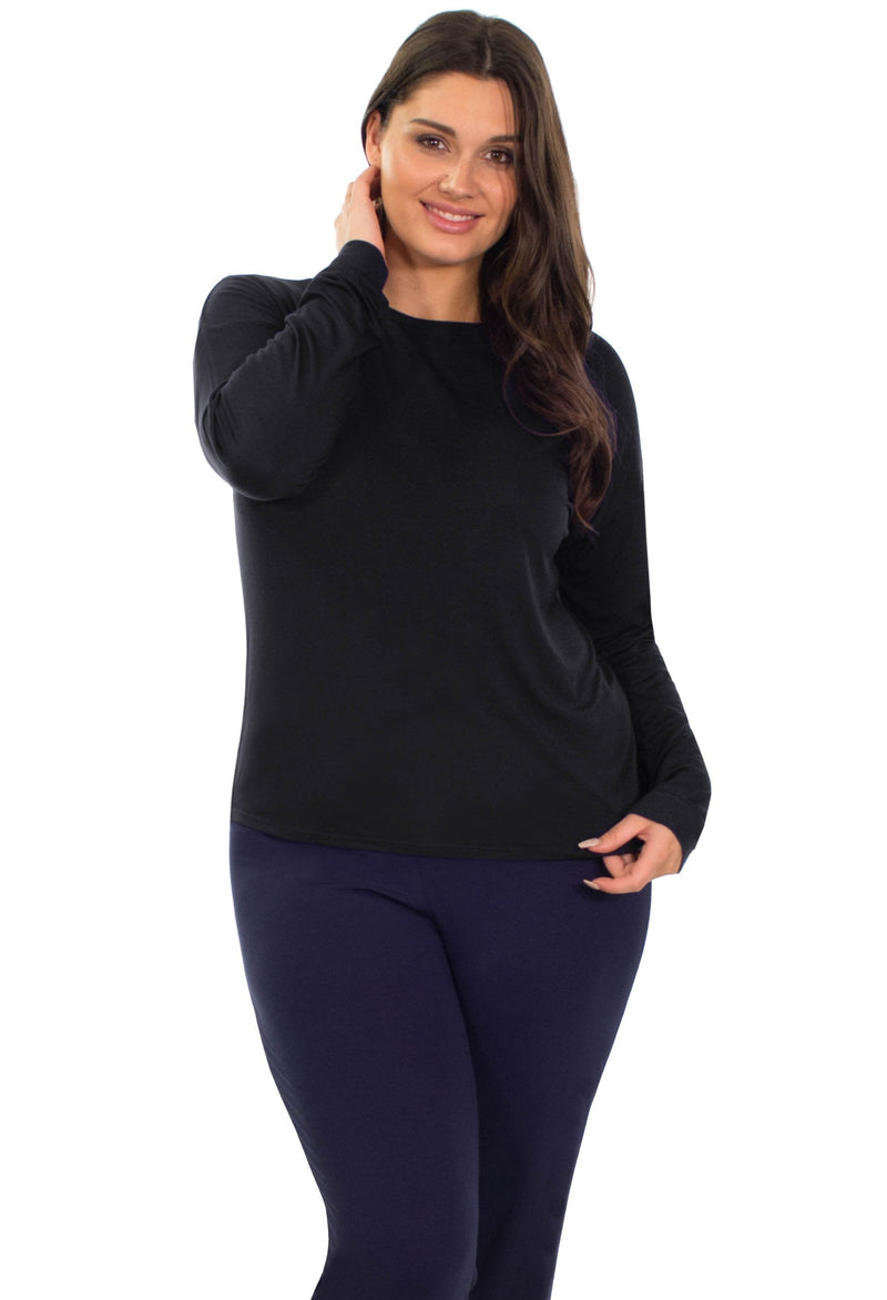 Bamboo Long Sleeve Relaxed Fit Tee - 2 Pack Black